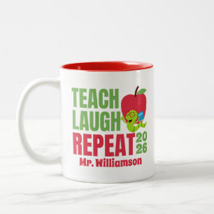Teach, Laugh, Repeat Teacher Two-Tone Coffee Mug