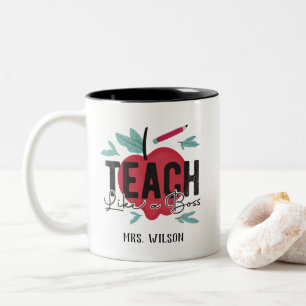 Teach Like A Boss Personalised Teacher Two-Tone Coffee Mug