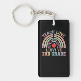 Teach Love 3rd Grade Teacher ID Badge Key Ring