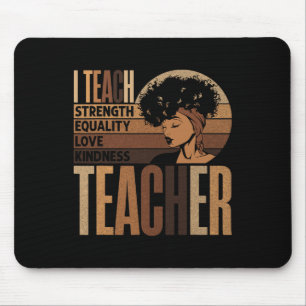 Teach Love Equality Strength Kindness Teacher Afro Mouse Mat