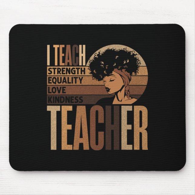 Teach Love Equality Strength Kindness Teacher Afro Mouse Mat (Front)