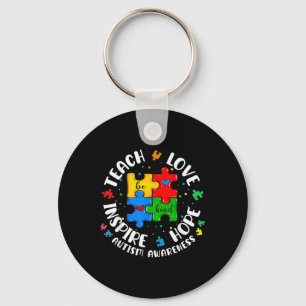 Teach Love Hope Inspire Autism Awareness Be Kind T Key Ring