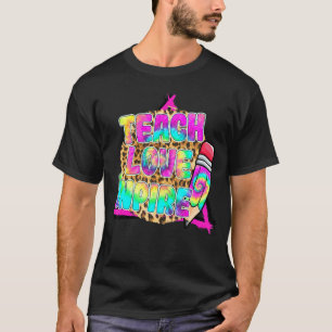 Teach Love Inpire Cute Pencil Leopard Graphic Teac T-Shirt