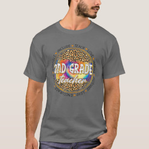 Teach Love Inspire 2Nd Grade Teacher Leopard Back T-Shirt