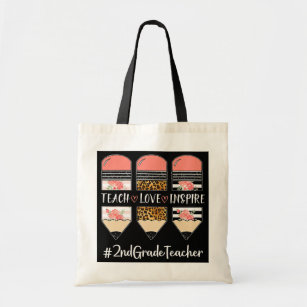 Teach Love Inspire 2ndGradeTeacher Pencil Teacher Tote Bag