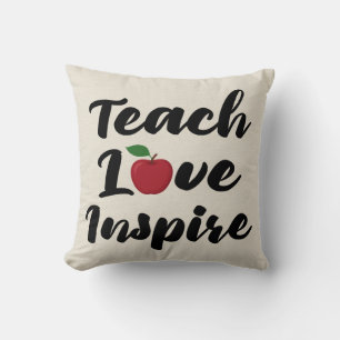 Teach Love Inspire Apple Teacher Quote School Cushion