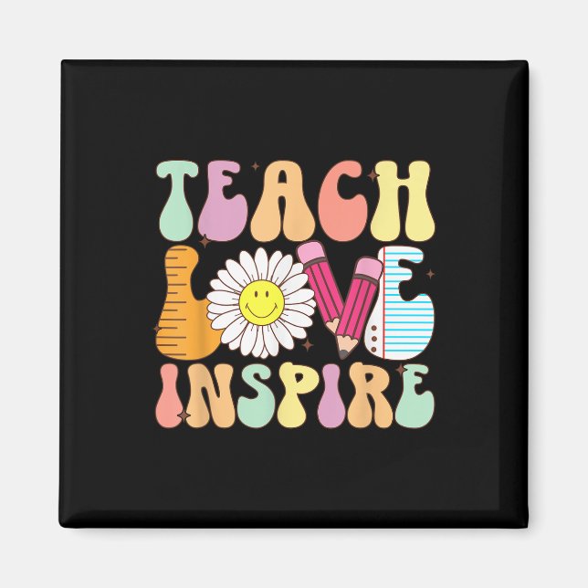 Teach Love Inspire Back To School Teacher Groovy R Magnet (Front)