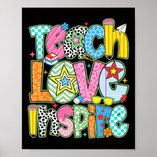 Teach Love Inspire Back To School Teacher Kids Boy Poster
