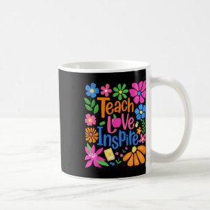 Teach Love Inspire Boho Floral Retro Back To Schoo Coffee Mug