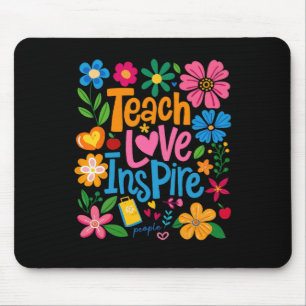 Teach Love Inspire Boho Floral Retro Back To Schoo Mouse Mat
