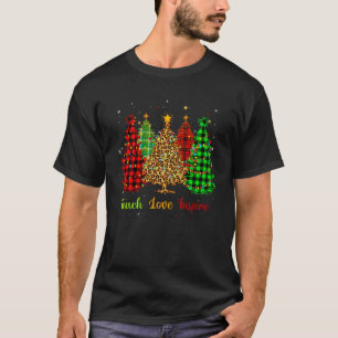 Teach Love Inspire Christmas tree with red plaid l T-Shirt