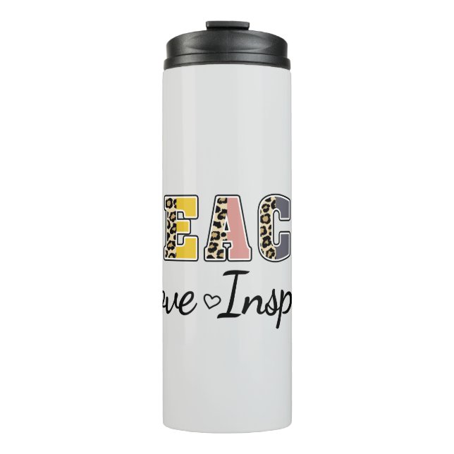 Teach, Love, Inspire – Colorful Teacher Thermal Tumbler (Front)