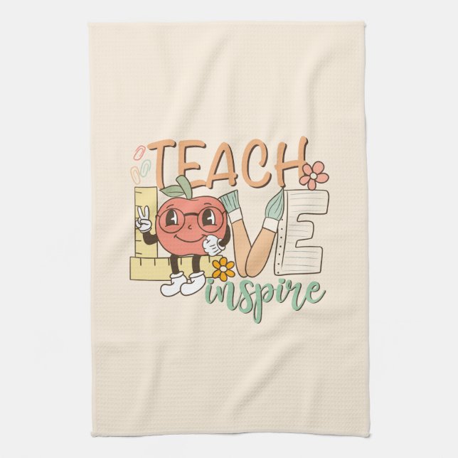 Teach Love Inspire – Cute School Supplies Tea Towel (Vertical)