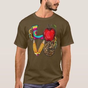 Teach Love Inspire Cute Sunflower Leopard Cheetah T-Shirt