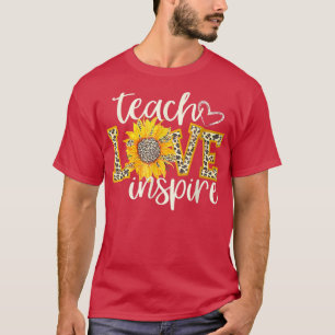 Teach Love Inspire Cute Sunflower Leopard Cheetah  T-Shirt