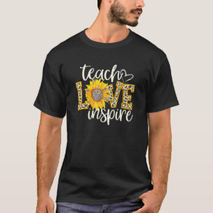 Teach Love Inspire Cute Sunflower Leopard Cheetah T-Shirt