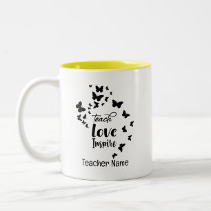 Teach Love Inspire Cute Teacher Two-Tone Coffee Mug