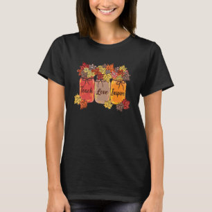 Teach Love Inspire Fall Teacher Thankful Floral Au T-Shirt