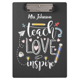 teach love inspire favorite teacher chalkboard clipboard