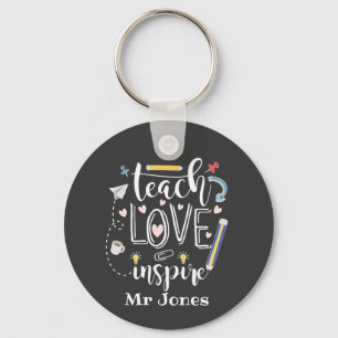 teach love inspire favorite teacher doodle art key ring