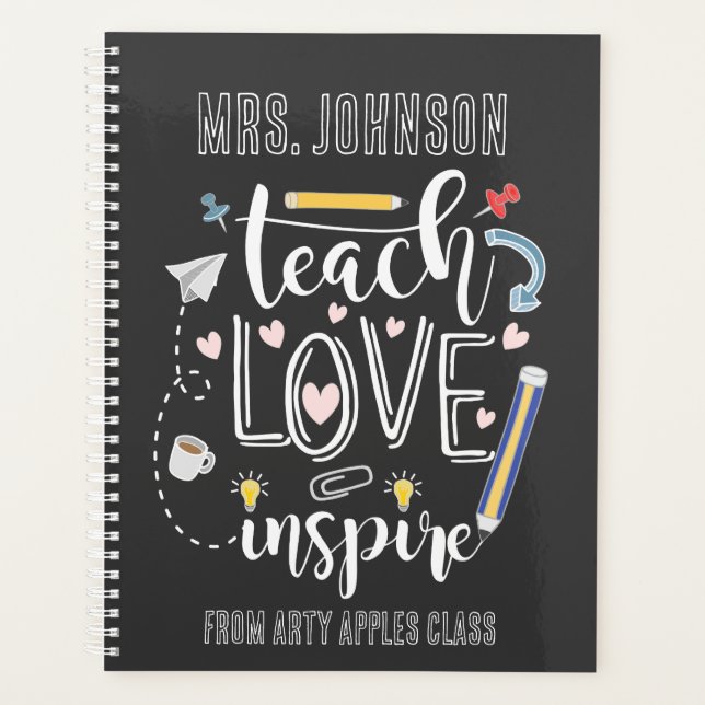 teach love inspire favourite teacher chalkboard planner (Front)