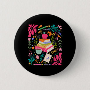 Teach Love Inspire Flower Teacher First Day Back T 6 Cm Round Badge