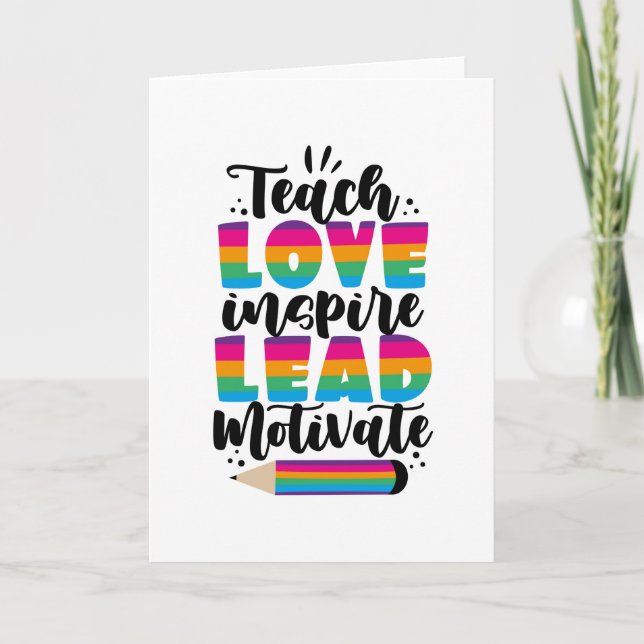 Teach Love Inspire Lead Motivate Thank You Card (Front)