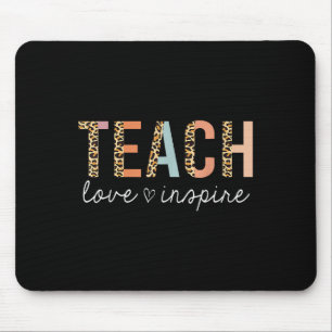 Teach Love Inspire Leopard Back To School Cute Tea Mouse Mat