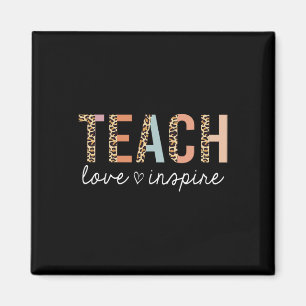 Teach Love Inspire Leopard Ck To School Cute Teach Magnet