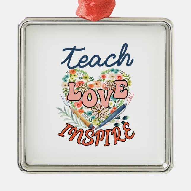Teach Love Inspire Metal Tree Decoration (Front)