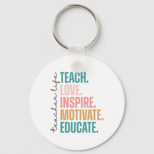 Teach Love Inspire Motivate Back To School Cute Te Key Ring