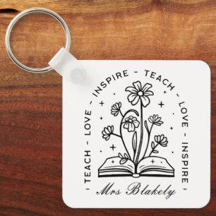 Teach love inspire personalised teacher name key ring