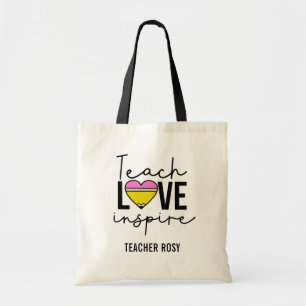 Teach Love Inspire Personalised Teacher Tote Bags