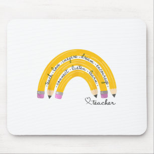 Teach Love Inspire Rainbow Pencil Teacher Ck To Sc Mouse Mat