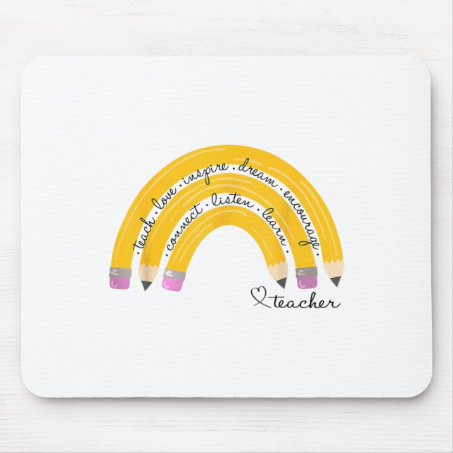 Teach Love Inspire Rainbow Pencil Teacher Ck To Sc Mouse Mat (Front)