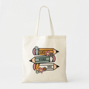 Teach Love Inspire Retro Design Tote Bag
