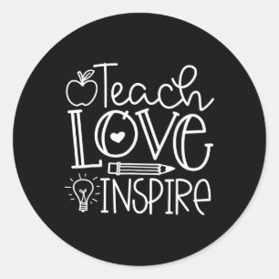 Teach Love Inspire Retro Teacher Kids Ck To School Classic Round Sticker