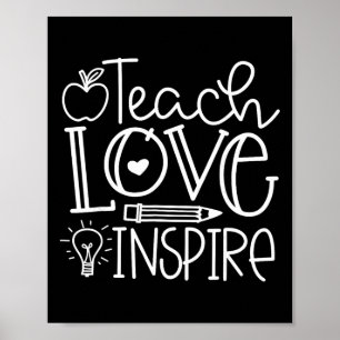 Teach Love Inspire Retro Teacher Kids Ck To School Poster