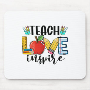 Teach Love Inspire Shirt Funny Ck To School Teache Mouse Mat