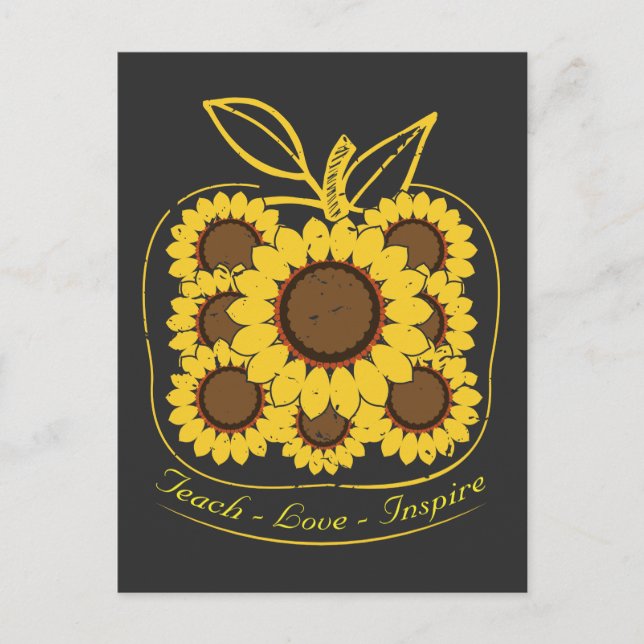Teach Love Inspire Sunflower School Teacher Postcard (Front)