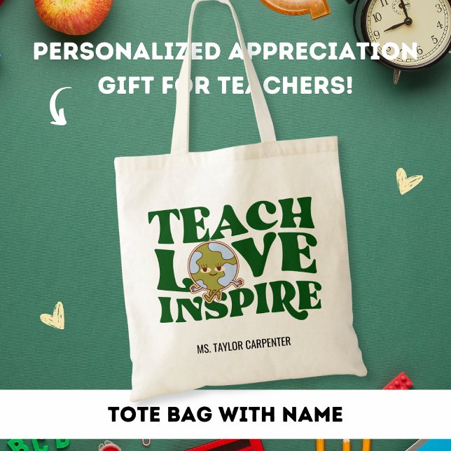 Teach Love Inspire Teacher Appreciation Gift Tote Bag (Creator Uploaded)