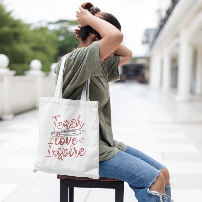 Teach Love Inspire Teacher Appreciation Tote Bag (Creator Uploaded)