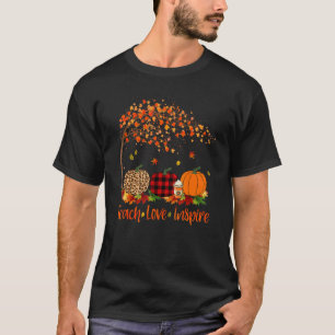 Teach Love Inspire Teacher  Autumn Fall Pumpkin Le T-Shirt