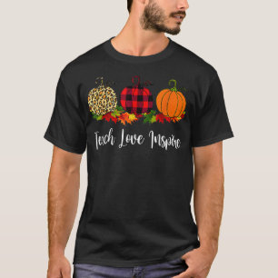 Teach Love Inspire Teacher Autumn Fall Pumpkin Le T-Shirt
