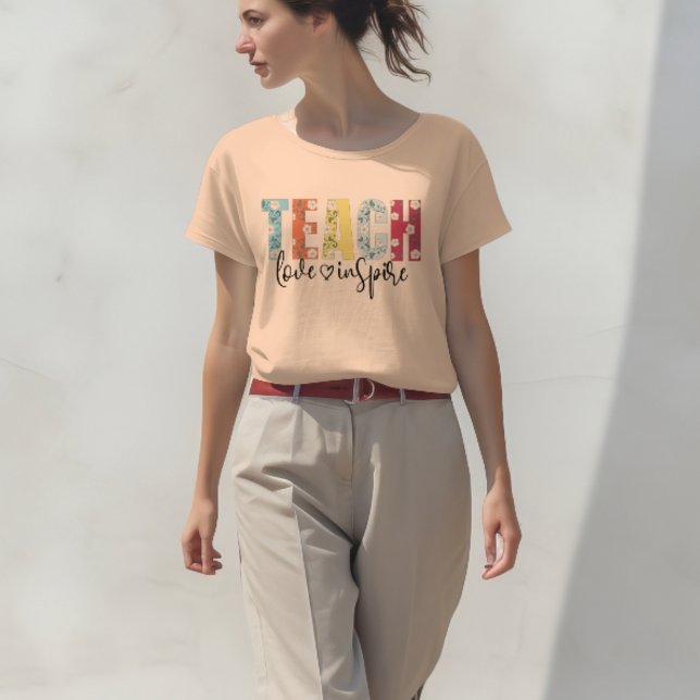 Teach Love Inspire Teacher Day Appreciation Gift T-Shirt (Teach Love Inspire Elegant Teacher Appreciation Gift Add Custom Name, Class, Text)