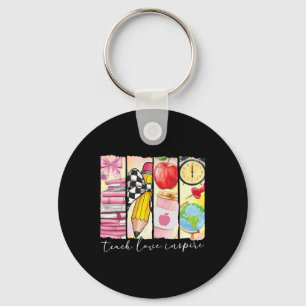 Teach Love Inspire Teacher First Day Funny Back To Key Ring