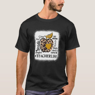 Teach Love Inspire Teacher Life Leopard Back To Sc T-Shirt