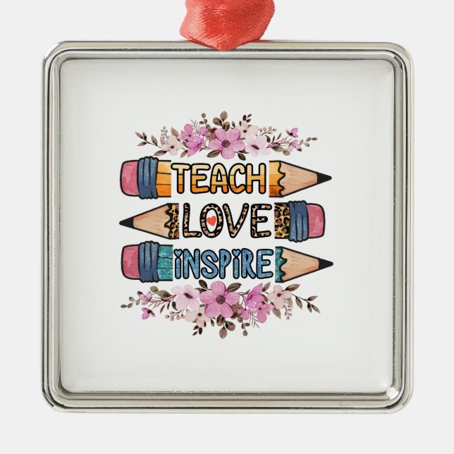 Teach Love Inspire Teacher Metal Tree Decoration (Front)