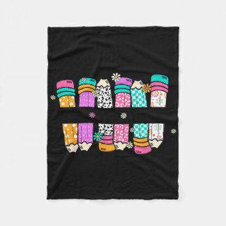 Teach Love Inspire Teacher Pencil Back To School F Fleece Blanket