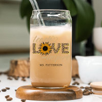 Teach Love Inspire Teacher Sunflower Modern Name